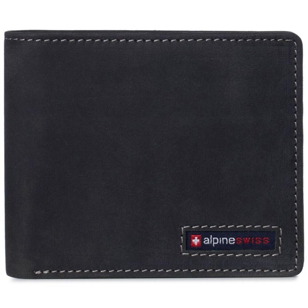Alpine Swiss Mens Commuter RFID Bifold Wallet 2 ID Windows Divided Bill Section